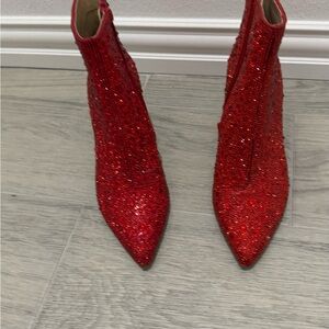 Red Glitter Ankle Boots